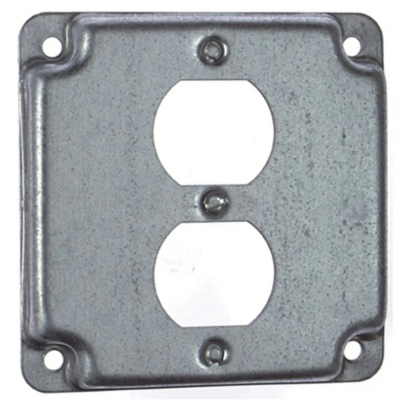 4" Square Exposed Work Cover, (1) Duplex Receptacle By Steel City RS-12