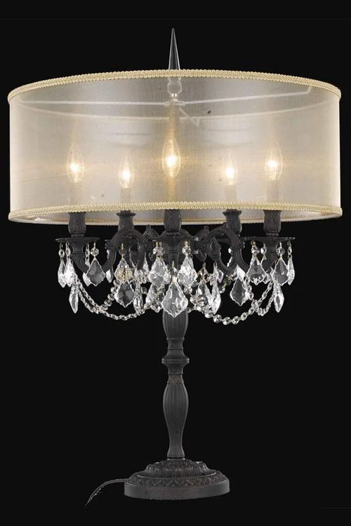9205 Rosalia Collection Table Lamp w/ Gold Round Shade D24in H33.5in Lt:5 Dark Bronze Finish (Elegan (758|9205TL18DB+SH-1R24G/EC)