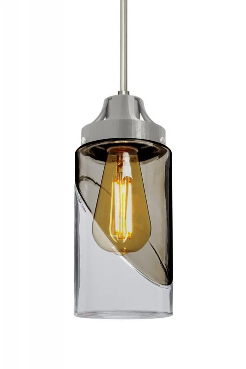 Besa, Blink Cord Pendant, Trans. Smoke/Clear, Satin Nickel Finish, 1x4W LED Filament (127|1JT-BLINKSM-EDIL-SN)