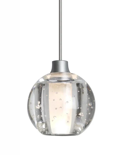 Besa, Boca 5 Cord Pendant, Clear Bubble, Satin Nickel Finish, 1x35W MAX GY6.35 Base (127|XP-BOCA5BB-SN)