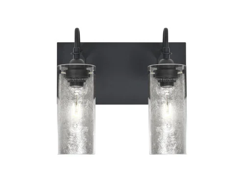 Besa Duke Vanity, Silver Foil, Black Finish, 2x60W Medium Base (127|2WG-DUKESF-BK)