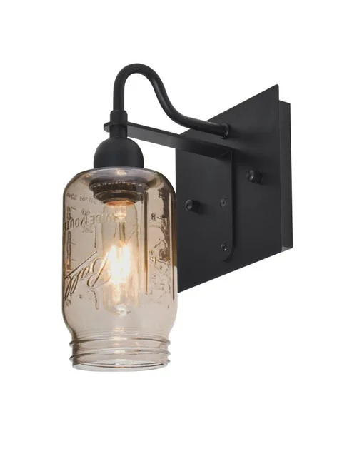 Besa Milo 4 Wall, Smoke, Black Finish, 1x60W Medium Base (127|1WG-MILO4SM-BK)