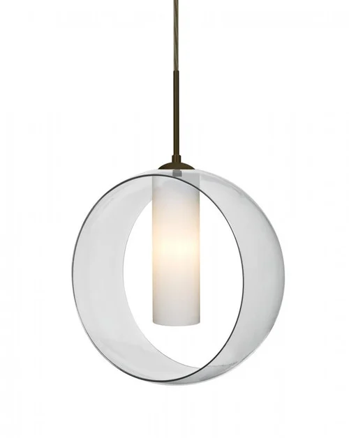 Besa, Plato Cord Pendant, Clear/Opal, Bronze Finish, 1x5W LED (127|1JT-PLATOCL-LED-BR)