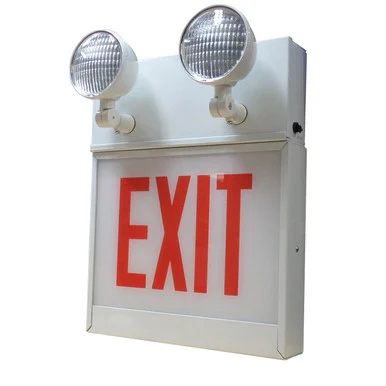 Best Lighting Products CALEDCXTEU2RB-NA Chicago Approved All LED Exit/Stair Sign & Emergency Steel Combo, Universal Single/ Double Face, Red Letters, Black Housing, No Remote Capacity, EXIT, No Arrow