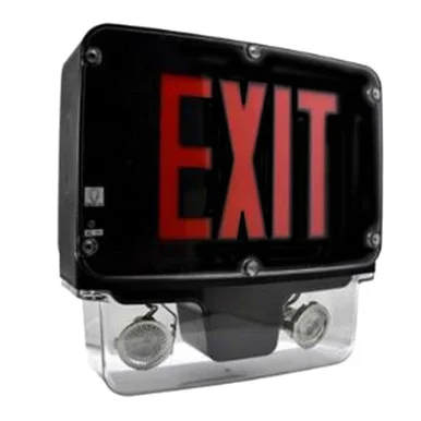 Best Lighting Products INDCWLEZU1R615W-CW-NH All LED NEMA4X/NSF Exit & Emergency Combo, Single Face, Red Letters, 6 Volts, 15 Watts, White Housing, No Self-Diagnostics, Cold Weather, No Tamper-Proof Hardware, No Heads