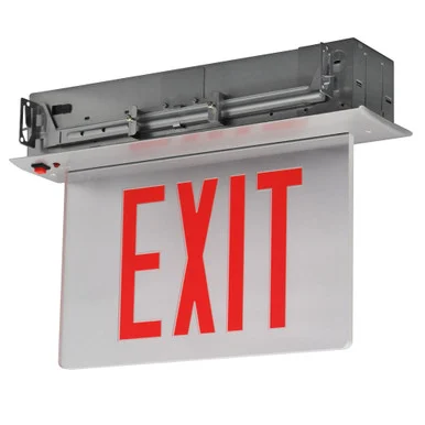 Best Lighting Products RELZXTE2RWWEMSPV-USA Recessed Edgelit Aluminum Exit Sign, Double Face, Red Letters, White Trim Plate, Battery Backup, 208/220/240 volt, 50/60 Hz, No Self-Diagnostics, No Wall Mount, Assembled in USA, No Custom Wording