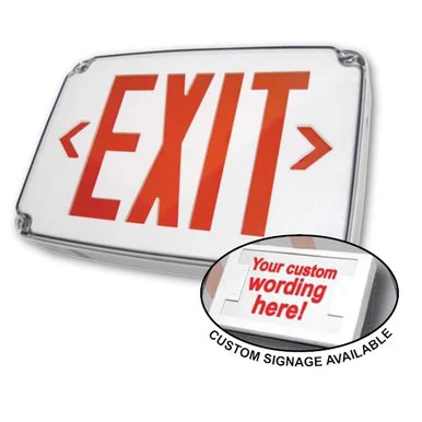 Best Lighting Products WLEZXTEU2RBEM-CW Compact Wet Location Polycarbonate Exit Sign, Double Face, Red Letters, Black Housing, Battery Backup, No Self-Diagnostics, No Dual Circuit Operation, No Tamper-Proof Hardware, No Custom Wording