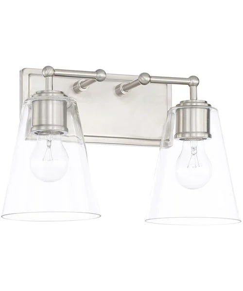 Capital lighting 2-Light Vanity In Brushed Nickel With Clear Glass