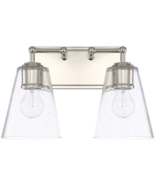 Capital lighting 2-Light Vanity In Polished Nickel With Clear Seeded Glass
