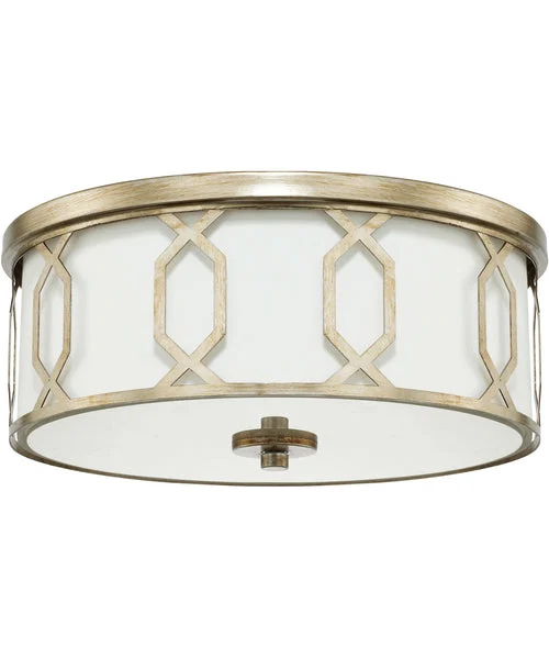 Capital lighting 3-Light Flush Mount In Winter Gold With White Fabric Shade And Diffuser