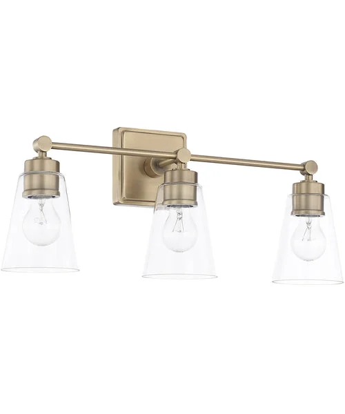 Capital lighting 3-Light Vanity In Aged Brass With Clear Glass