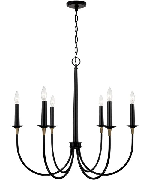 Capital lighting Amara 6-Light Chandelier Matte Black with Brass