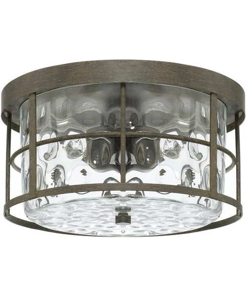 Capital lighting Bristol 2-Light Flush Mount In Farm House With Clear Water Glass