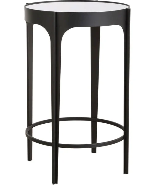 Lampsusa Accent Table in Matte Black with Mirrored Top
