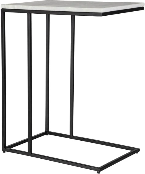 Lampsusa Accent Table with Black Metal Frame and White Marble