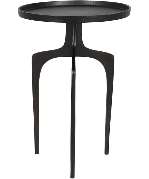 Lampsusa Accent Table with Curved Legs Textured Raw Dark Brown