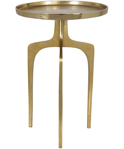 Lampsusa Accent Table with Curved Legs Textured Soft Gold