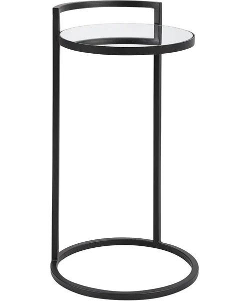 Lampsusa Accent Table with Mirrored Top Matte Black