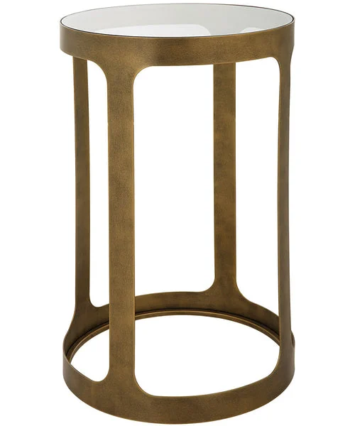 Lampsusa Accent Table with Tempered Glass in Antique Brushed Gold