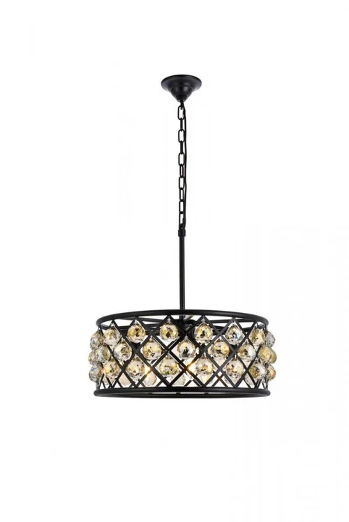 Madison 5 light Matte Black Chandelier Golden Teak (Smoky) Royal Cut Crystal (758|1214D20MB-GT/RC)