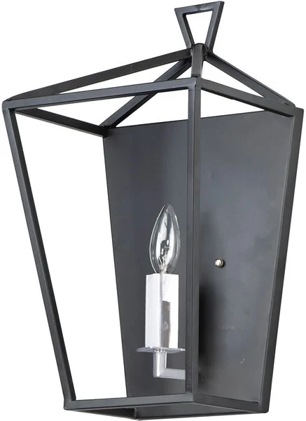 Maxim 10"W Abode 1-Light Wall Mount Textured Black / Polished Nickel