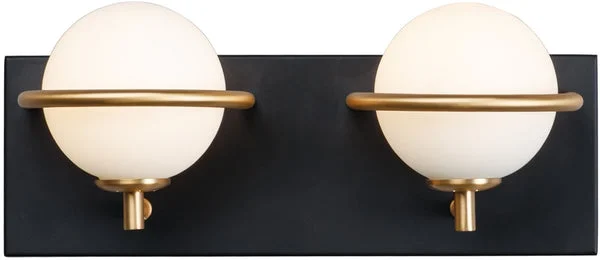 Maxim 13"W Revolve LED 2-Light Bath Vanity Black / Gold