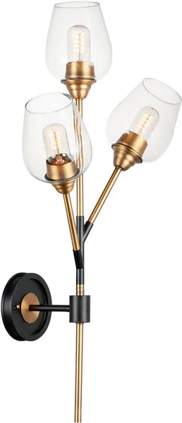 Maxim 17"W Savvy 3-Light Wall Sconce Antique Brass / Black