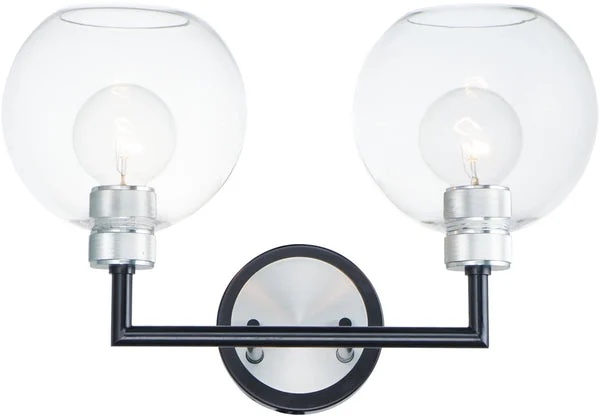 Maxim 18"W Vessel 2-Light Bath Vanity Black / Brushed Aluminum