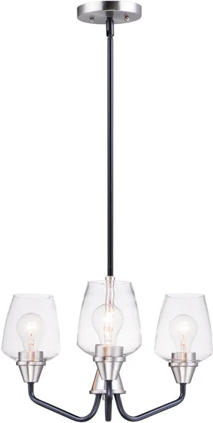 Maxim 19"W Goblet 3-Light Chandelier Black / Satin Nickel