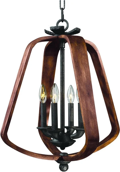 Maxim 19"W Road House 4-Light Chandelier Barn Wood / Iron Ore
