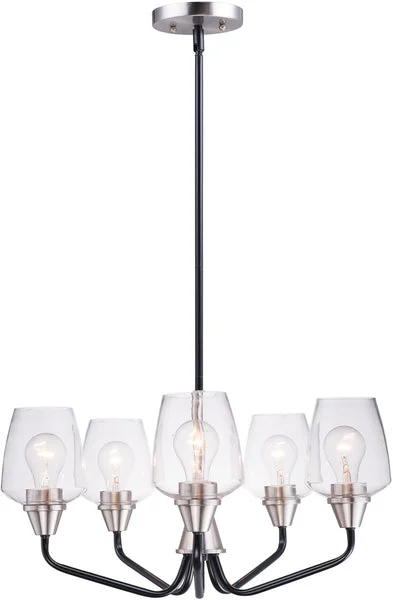 Maxim 23"W Goblet 5-Light Chandelier Black / Satin Nickel