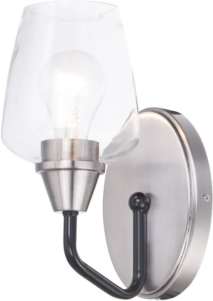 Maxim 5"W Goblet 1-Light Wall Sconce Black / Satin Nickel