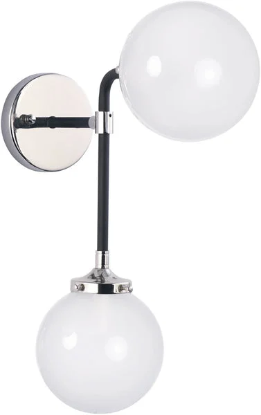 Maxim 6"W Atom 2-Light Wall Sconce Black / Polished Nickel