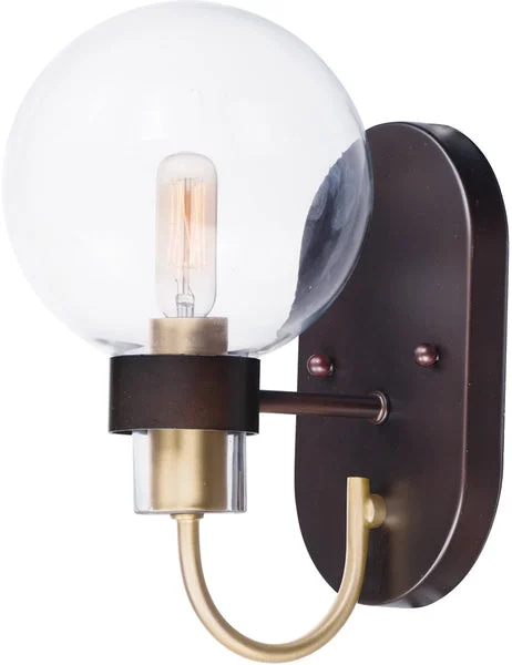 Maxim 6"W Bauhaus 1-Light Wall Sconce Bronze / Satin Brass