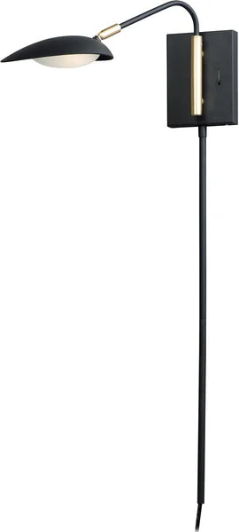 Maxim 6"W Scan LED 1-Light Pin-Up Wall Sconce Black / Satin Brass