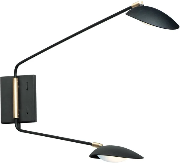 Maxim 6"W Scan LED 2-Light Pin-Up Wall Sconce Black / Satin Brass