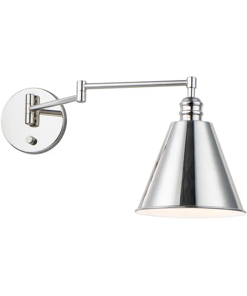 Maxim Library 1-Light Wall Sconce Horizontal Swing Arm Polished Nickel
