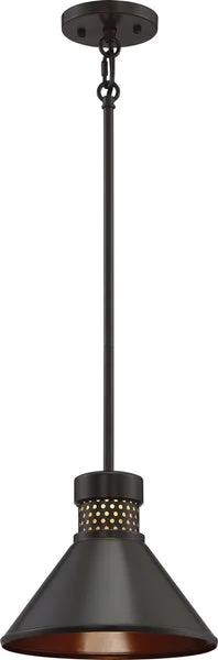 Nuvo lighting 10"W Doral 1-Light LED Pendant Light Dark Bronze / Copper Accent