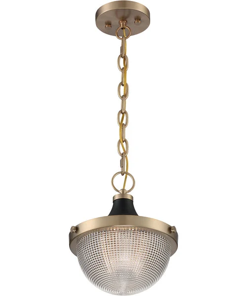 Nuvo lighting 10"W Faro 1-Light Pendant Burnished Brass / Black Accents