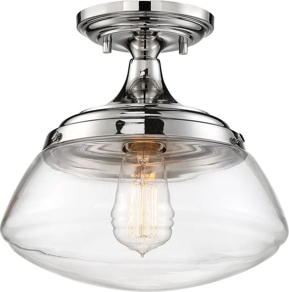 Nuvo lighting 10"W Kew 1-Light Close-to-Ceiling Polished Nickel / Clear