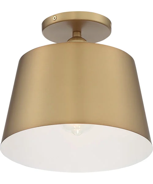 Nuvo lighting 10"W Motif 1-Light Close-to-Ceiling Brushed Brass / White Accents