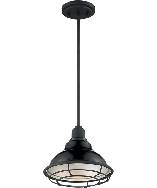 Nuvo lighting 10"W Newbridge 1-Light Pendant Gloss Black / Silver