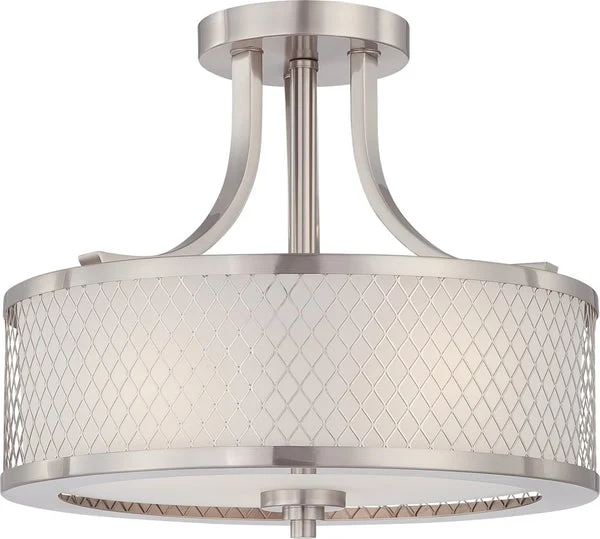 Nuvo lighting 14"W Fusion 3-Light Close-to-Ceiling Brushed Nickel / Frosted