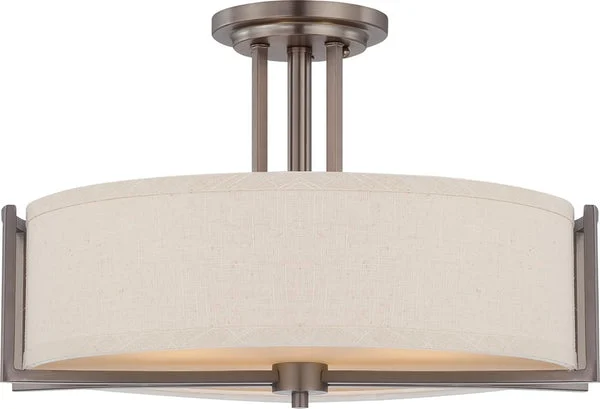 Nuvo lighting 18"W Gemini 3-Light Close-to-Ceiling Hazel Bronze / Khaki