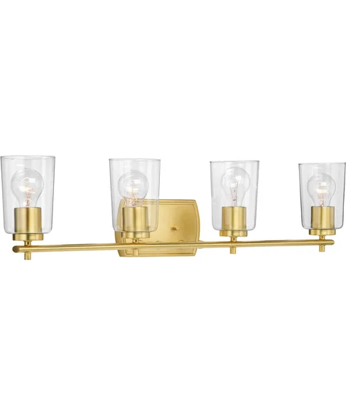 Progress lighting Adley 4-Light Clear Glass New Traditional Bath Vanity Light Satin Brass