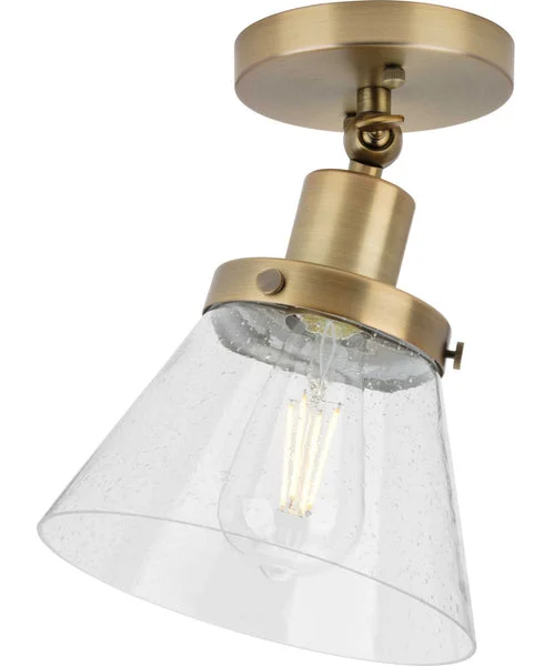 Progress lighting Hinton 1-Light Seeded Glass Vintage Style Ceiling Light Vintage Brass