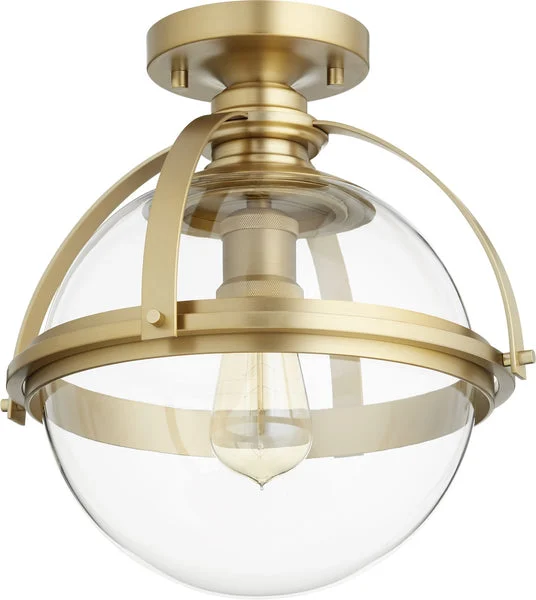 Quorum 13"W 1-light Ceiling Flush Mount Aged Brass