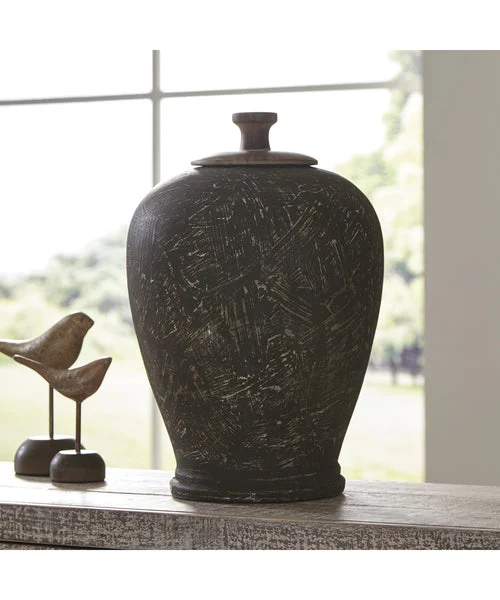 Signature design by ashley 16"H Barric Jar Antique Black