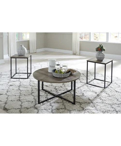 Signature design by ashley 16"H Wadeworth Occasional Table Set of 3 Two-tone
