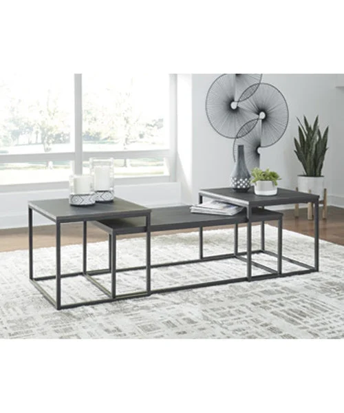 Signature design by ashley 16"H Yarlow Occasional Table Set of 3 Black